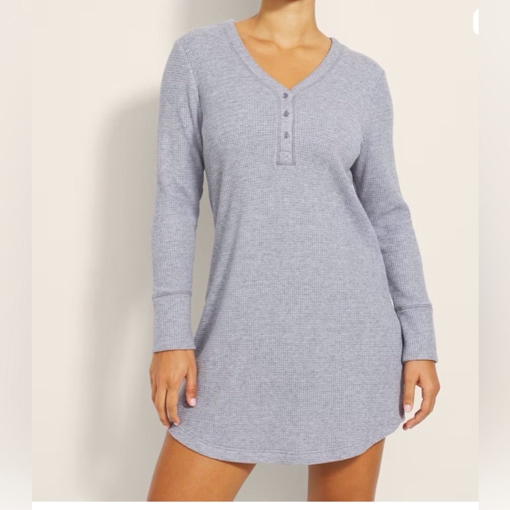 Soma Cozy Waffle Ls Sleepshirt, Lunar Tide , Sz M, Nwt